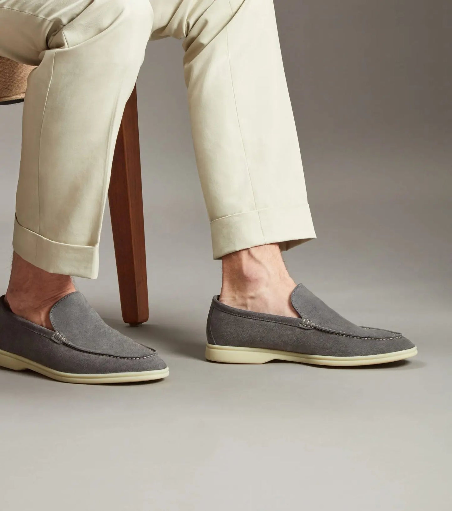 Brabion Unlined Capri Suede Loafer – Grey - BRABION