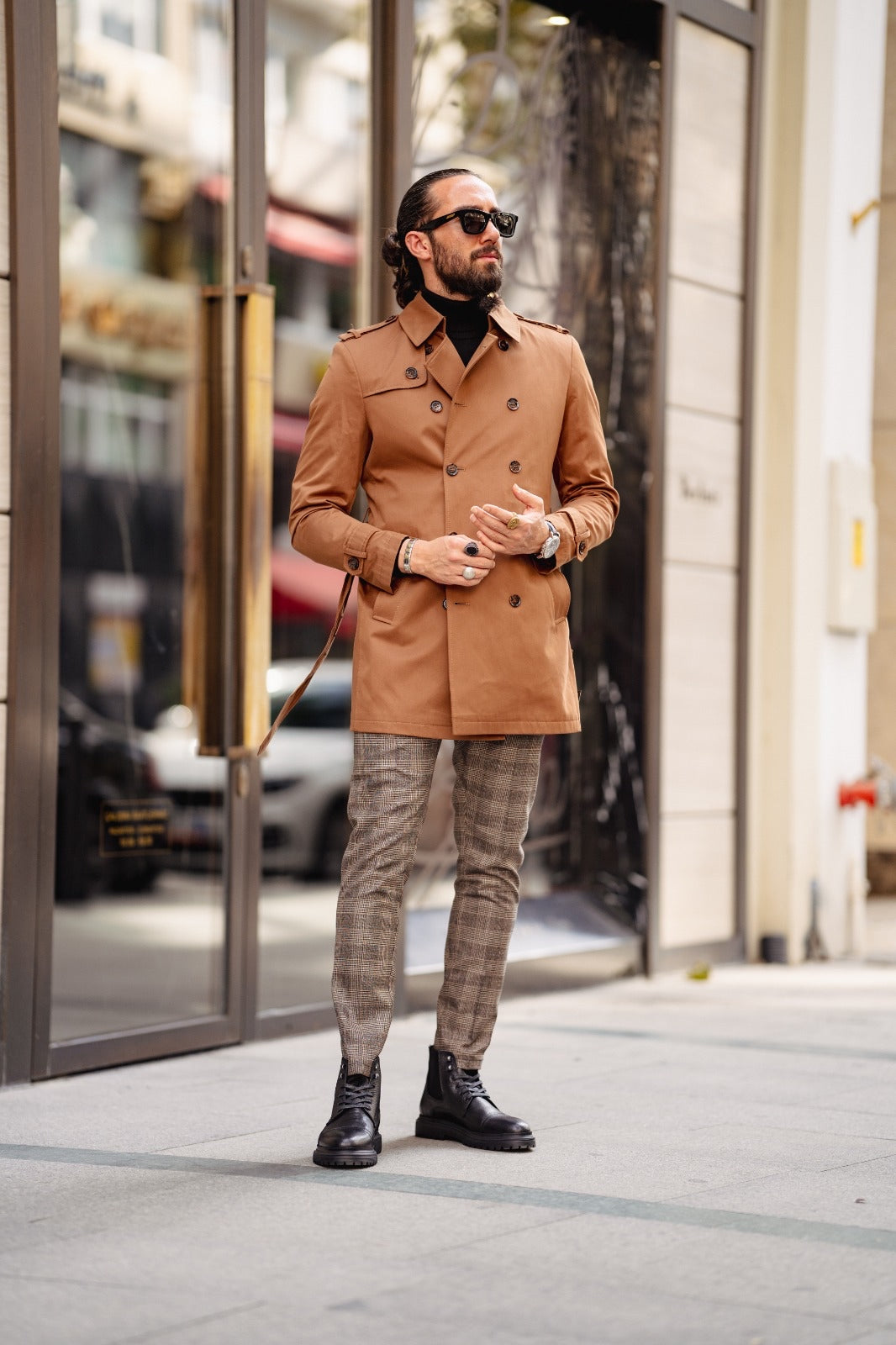 Paris Camel Slim Fit Double Breasted Long Coat – Effortlessly Stylish Elegance
