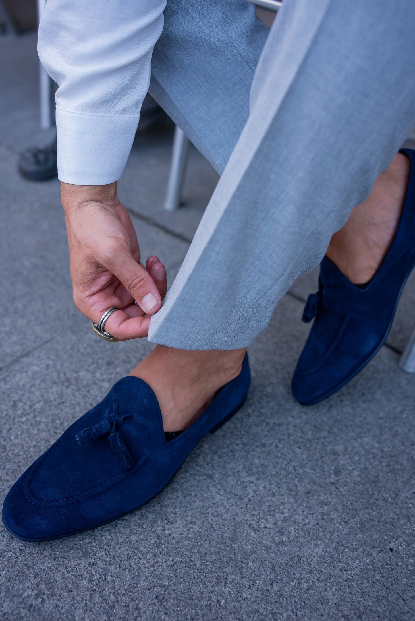 Brabion Bravo Navy Blue Suede Loafers - Elegant Comfort for Every Occasion - BRABION