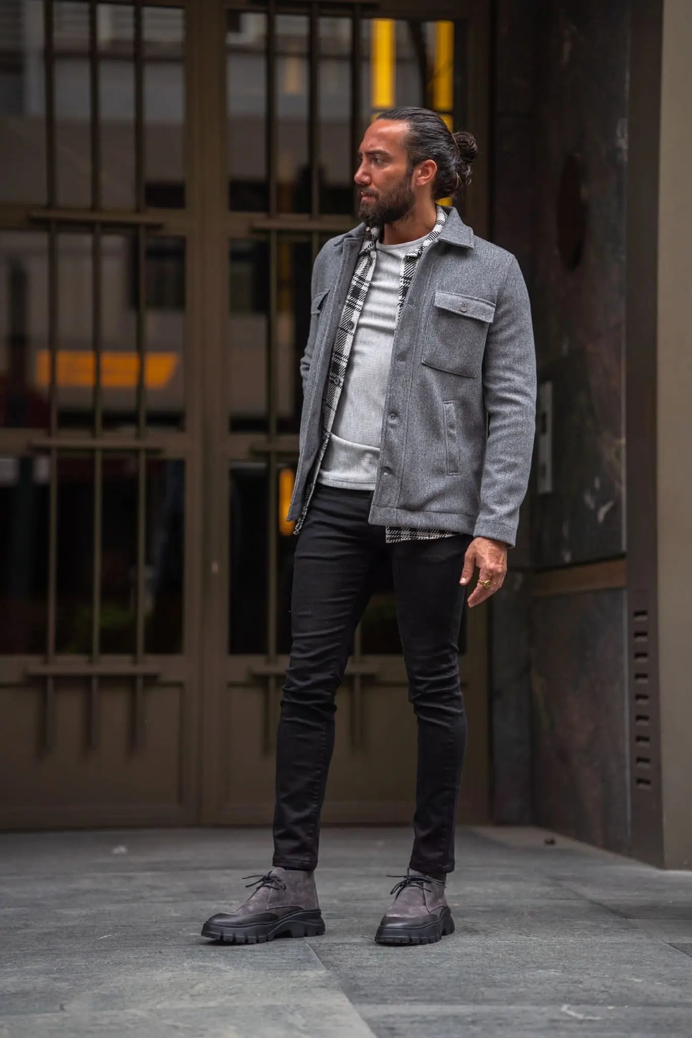 Paris Gray Slim Fit Double Pocket Wool Coat - BRABION