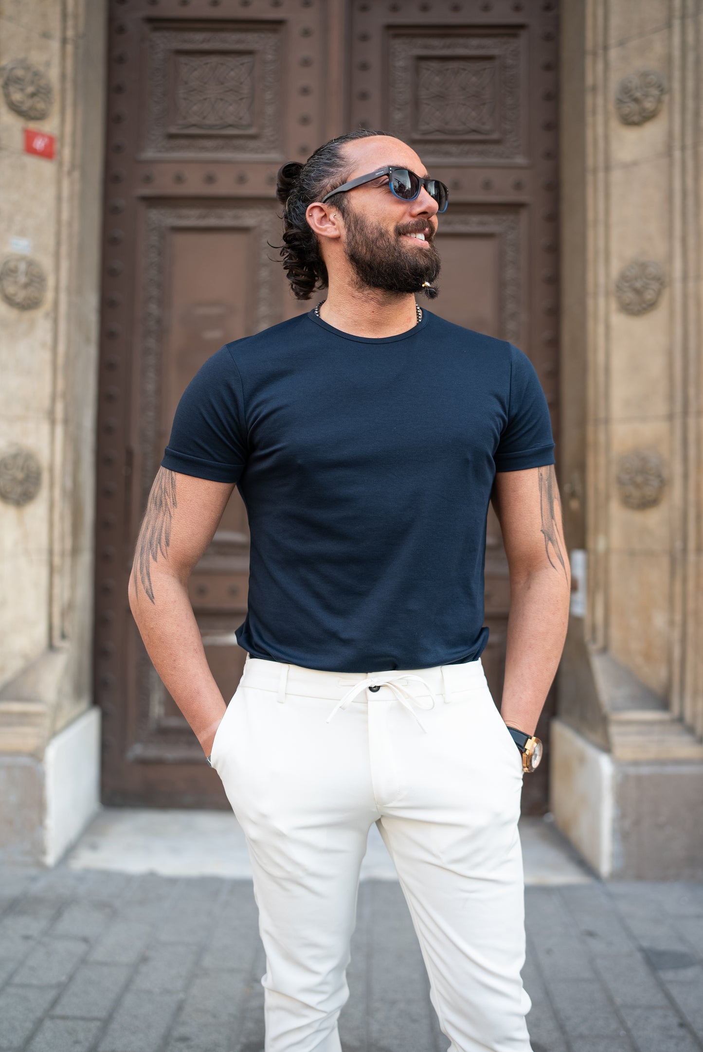 Brabion Maison White Slim Fit Pants: Versatile Elegance for Every Occasion