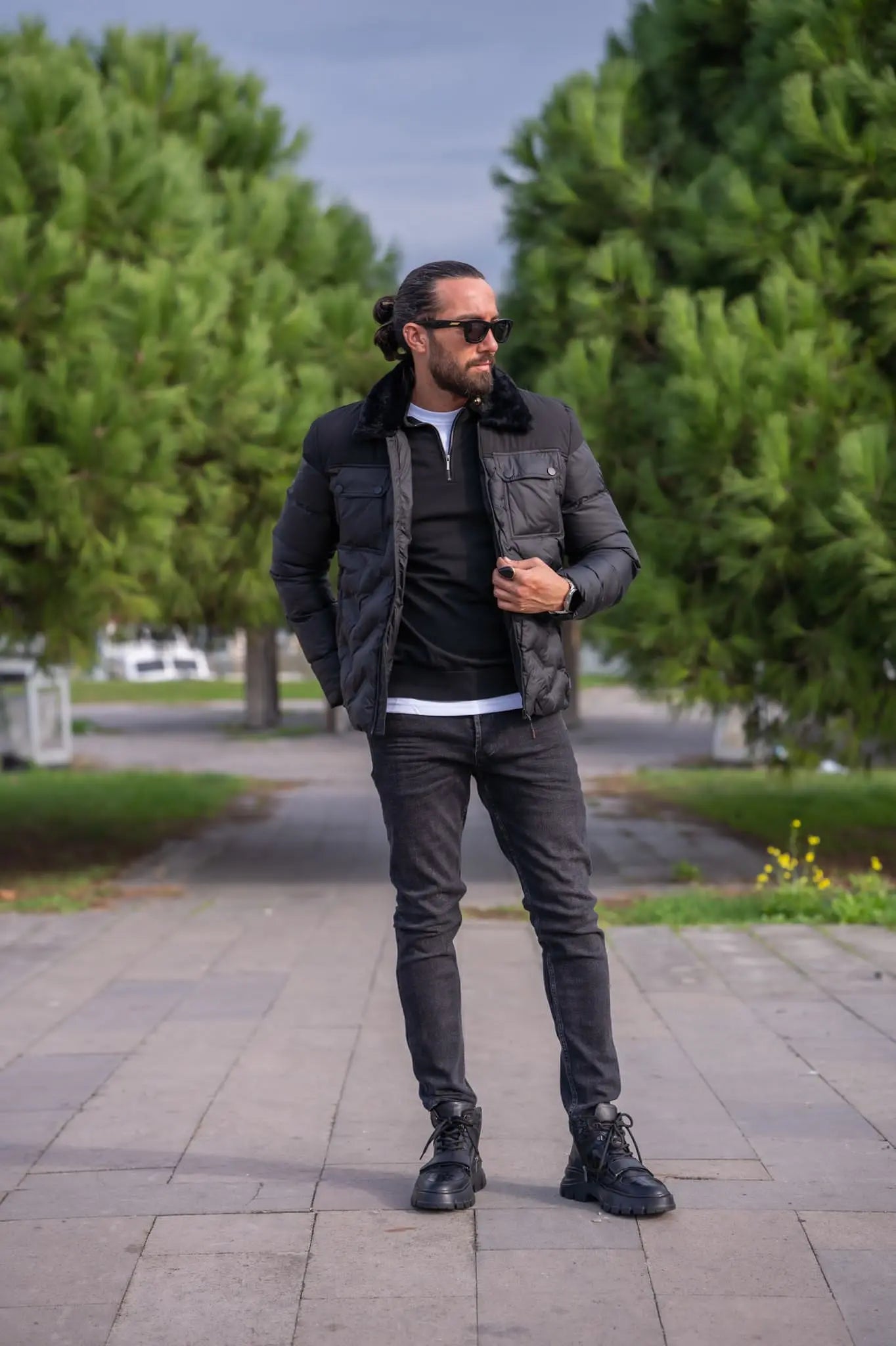 Brabion Black Slim Fit Puffer Coat - BRABION