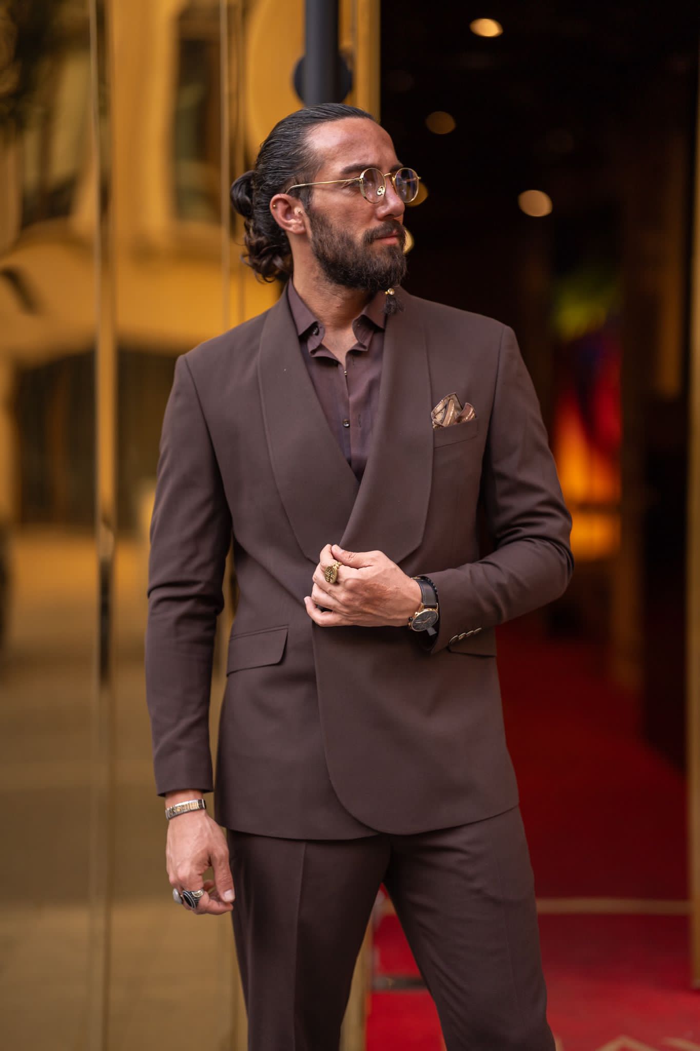 Ardean Brown Slim Fit Shawl Lapel 2 Piece Suit - Elegant Versatility for Every Occasion