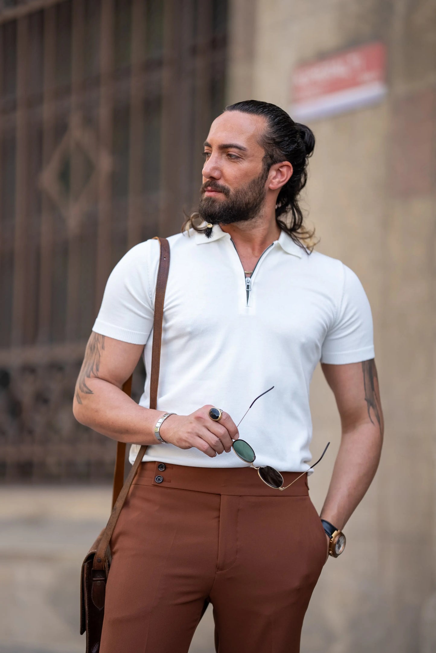 Brabion Tauris White Slim Fit Zippers Polo Shirt: The Epitome of Versatile Style - BRABION