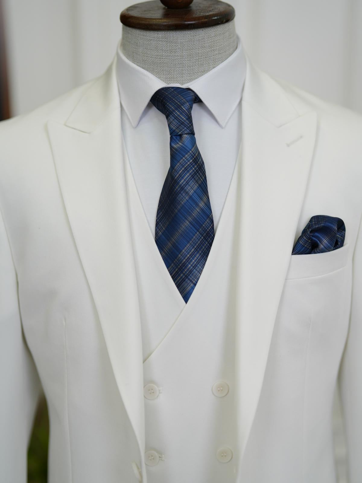 Brabion Aston White Slim Fit 3 Piece Suit