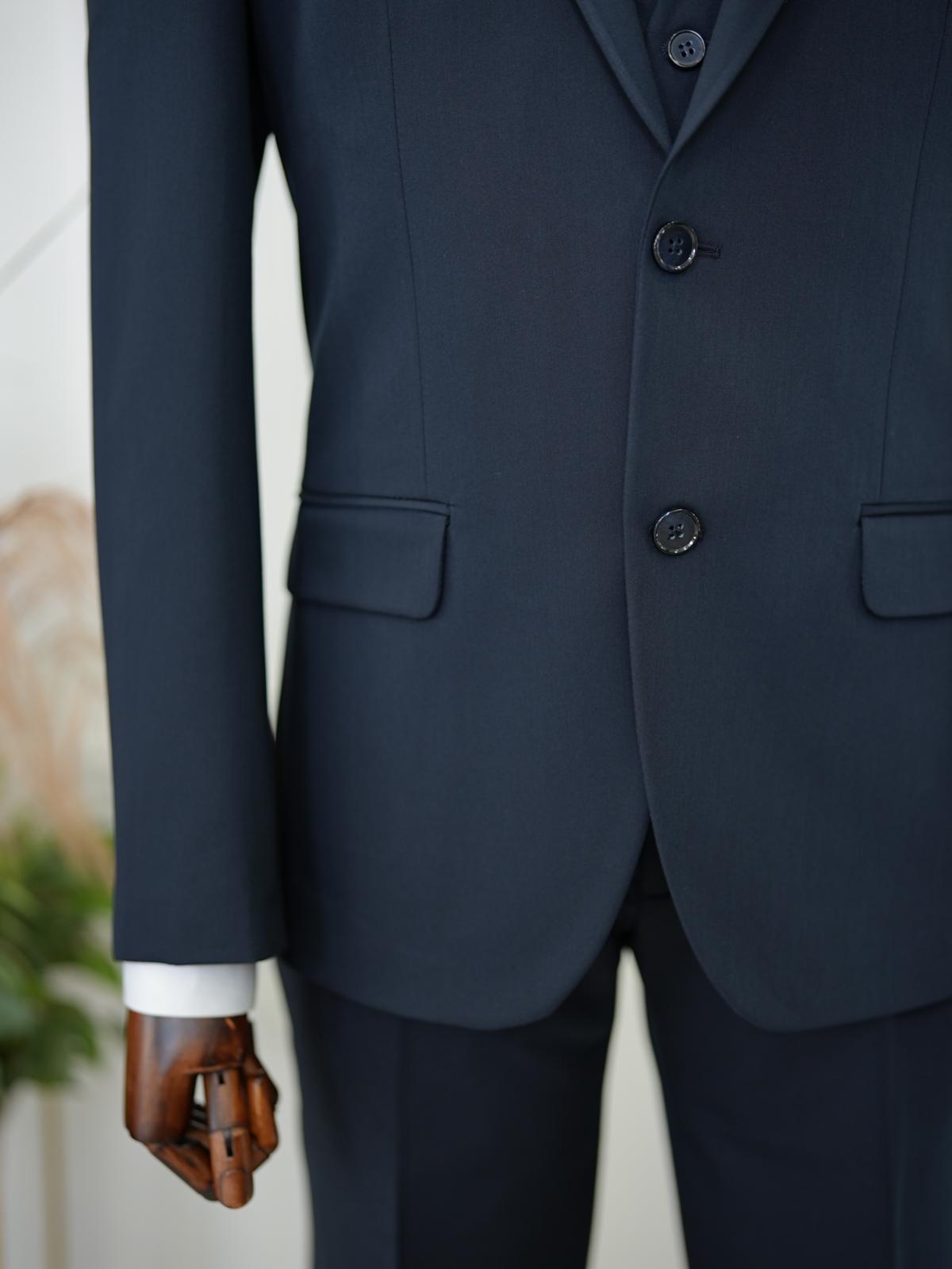 Brabion Aston Navy Blue Slim Fit 3 Piece Suit