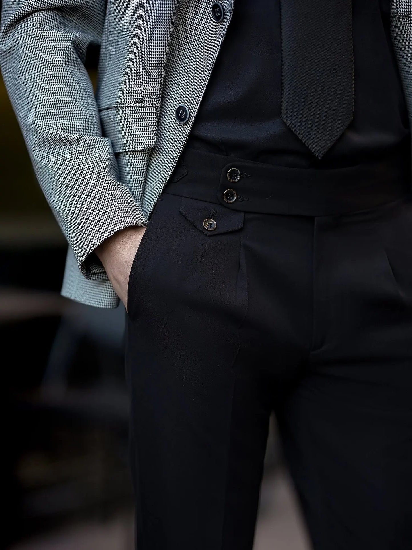 White Houndstooth Single Breasted Blazer - BRABION