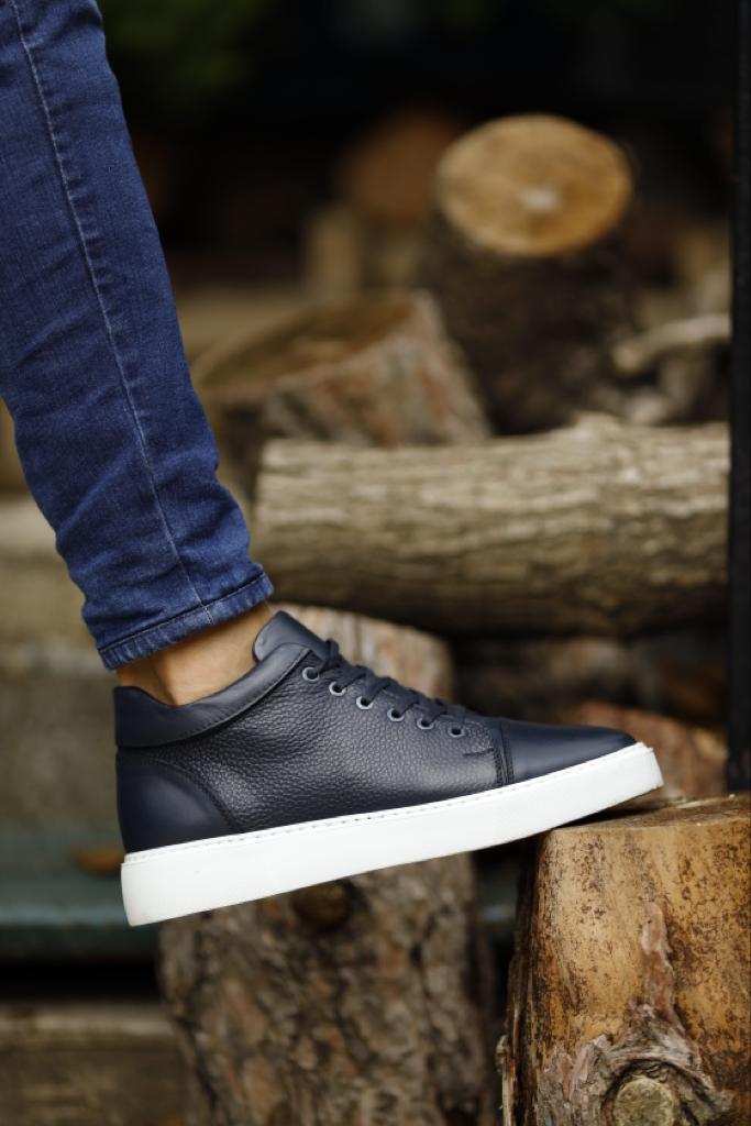 Lyon Navy Blue High Top Sneakers - Stylish Comfort for Every Occasion