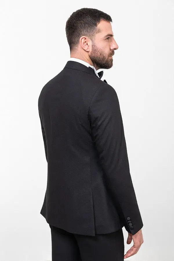 Brabion Rocco Black Slim Fit Peak Velvet Lapel Tuxedo - BRABION