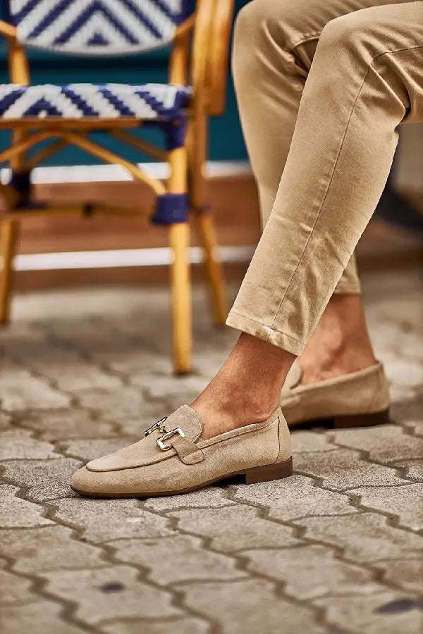Brabion Levanzo Beige Suede Horsebit Loafers for Stylish Men - BRABION