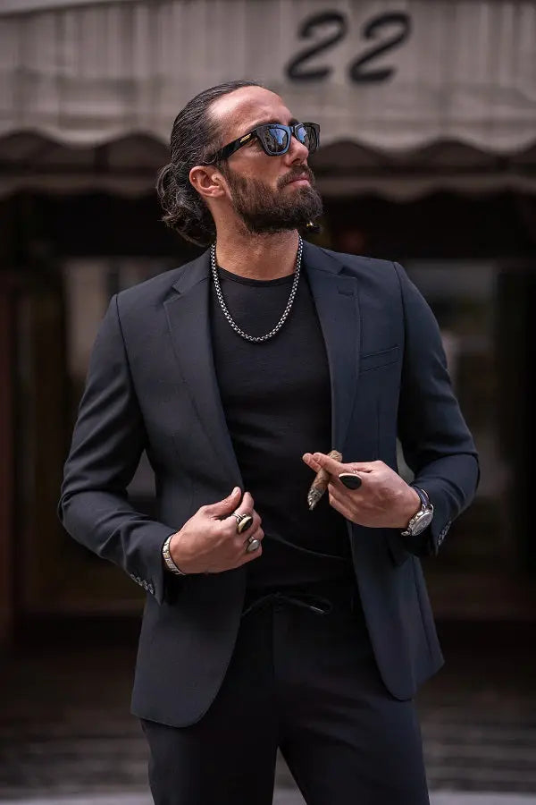 Brabion Lance Black Slim Fit Notch Lapel Suit – Elevate Your Wardrobe brabion