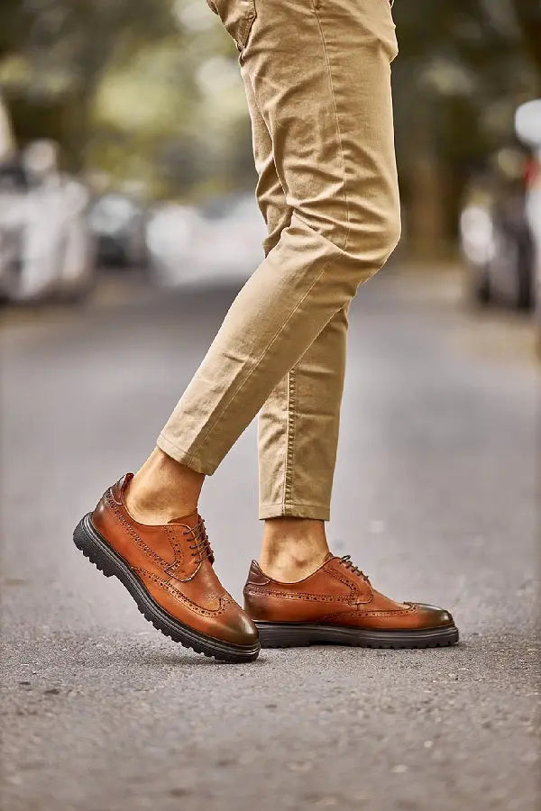 Brabion Levanzo Brown Wing Tip Oxfords - BRABION