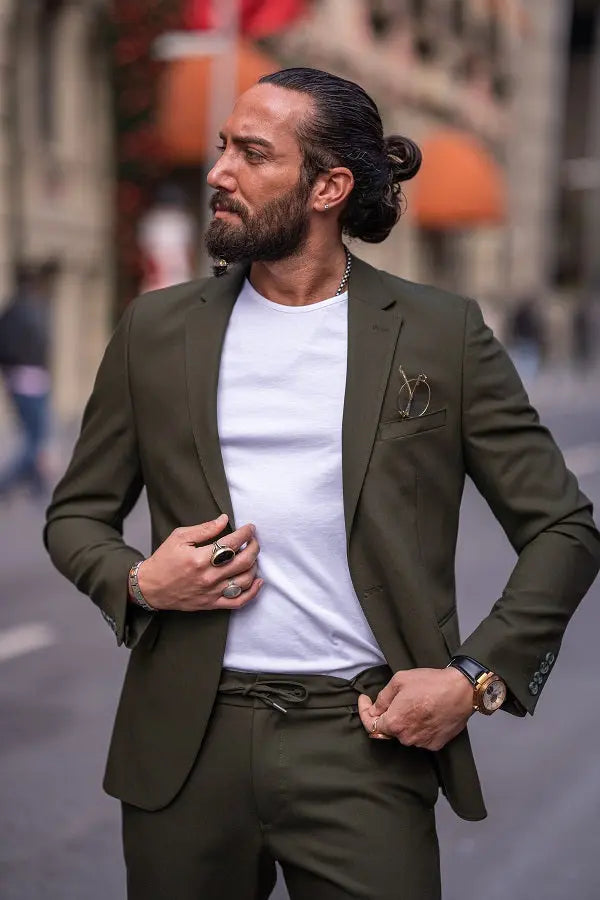 Brabion Lance Khaki Slim Fit Notch Lapel Suit for Modern Men brabion