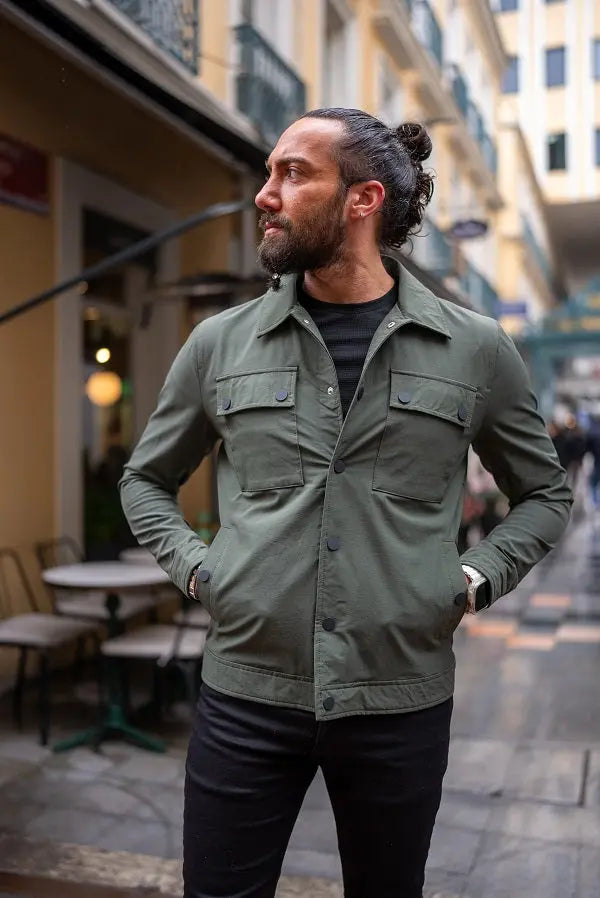 Brabion Massimo Khaki Slim Fit Double Pocket Buttoned Coat - BRABION