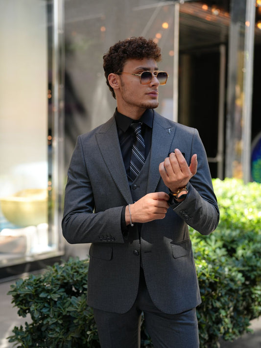 Smoked Gray 3-Piece Slim Fit Italian Suit