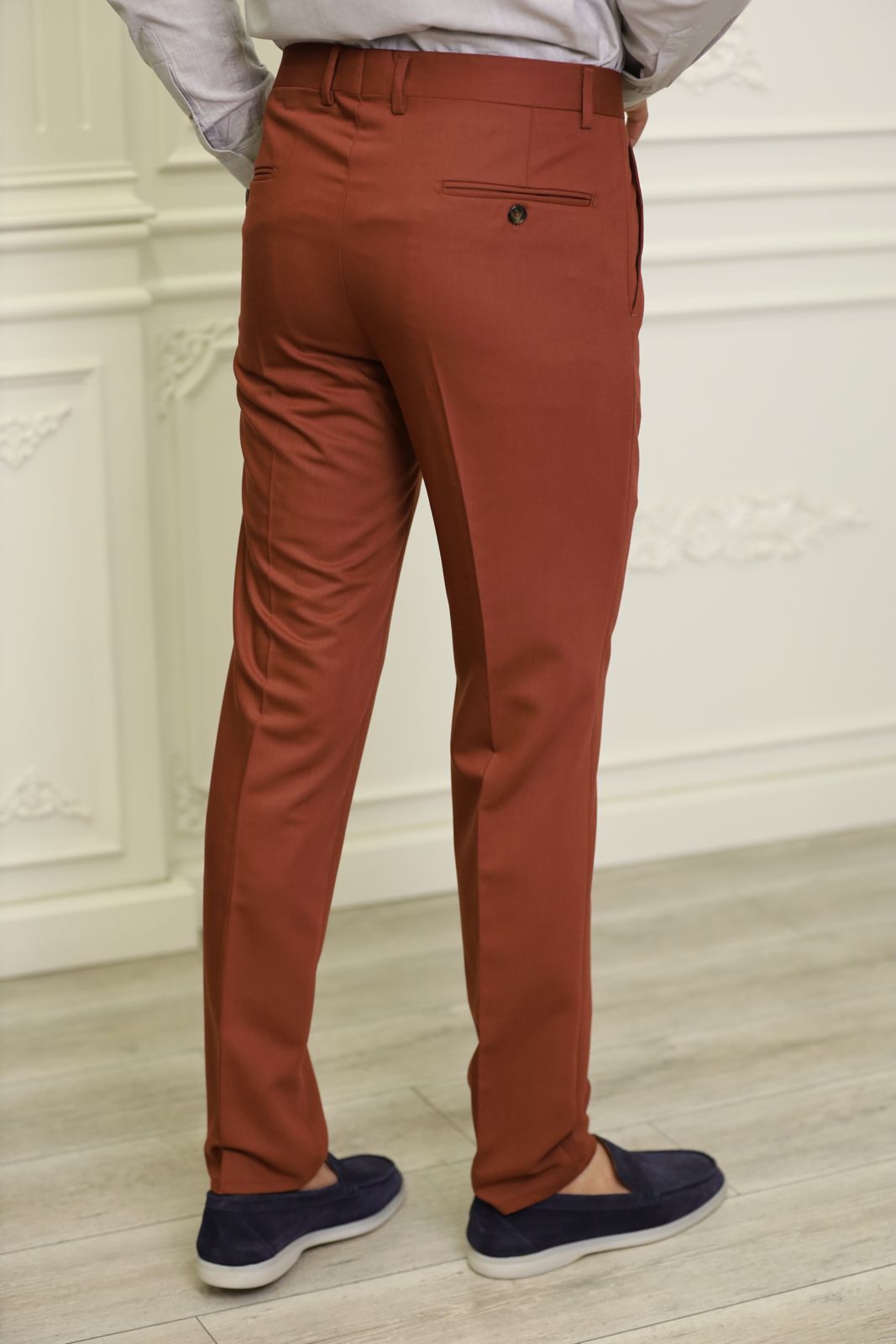 Brick Brown Slim Fit Pants