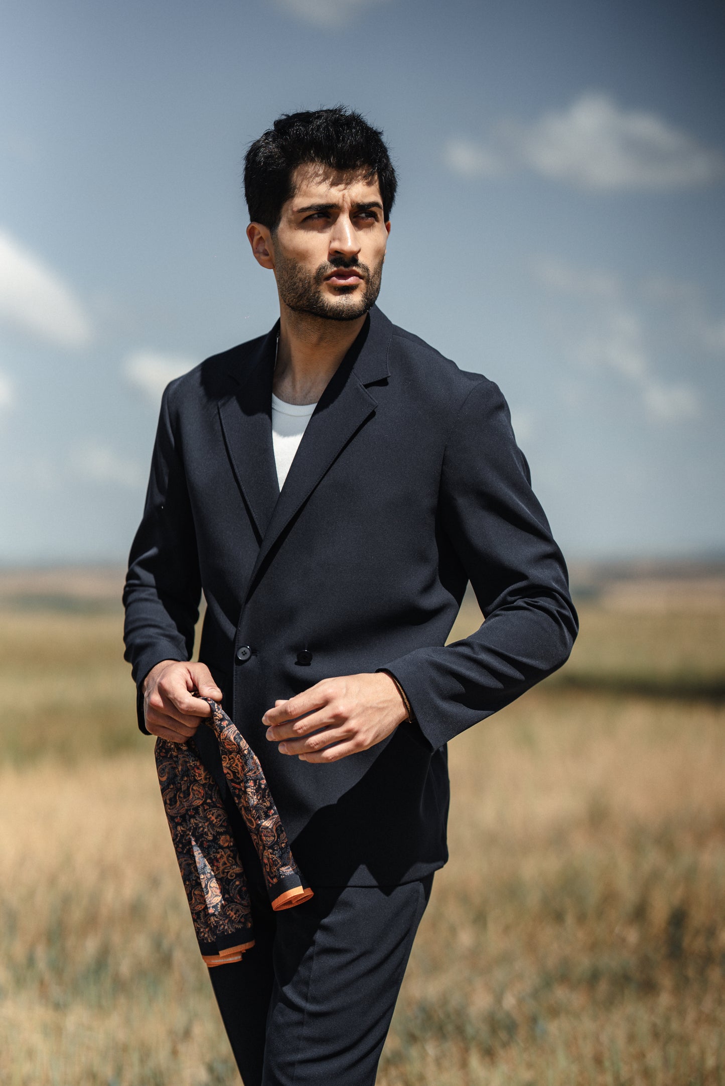 Cannes Navy Blue Lustrofin Blazer Suit