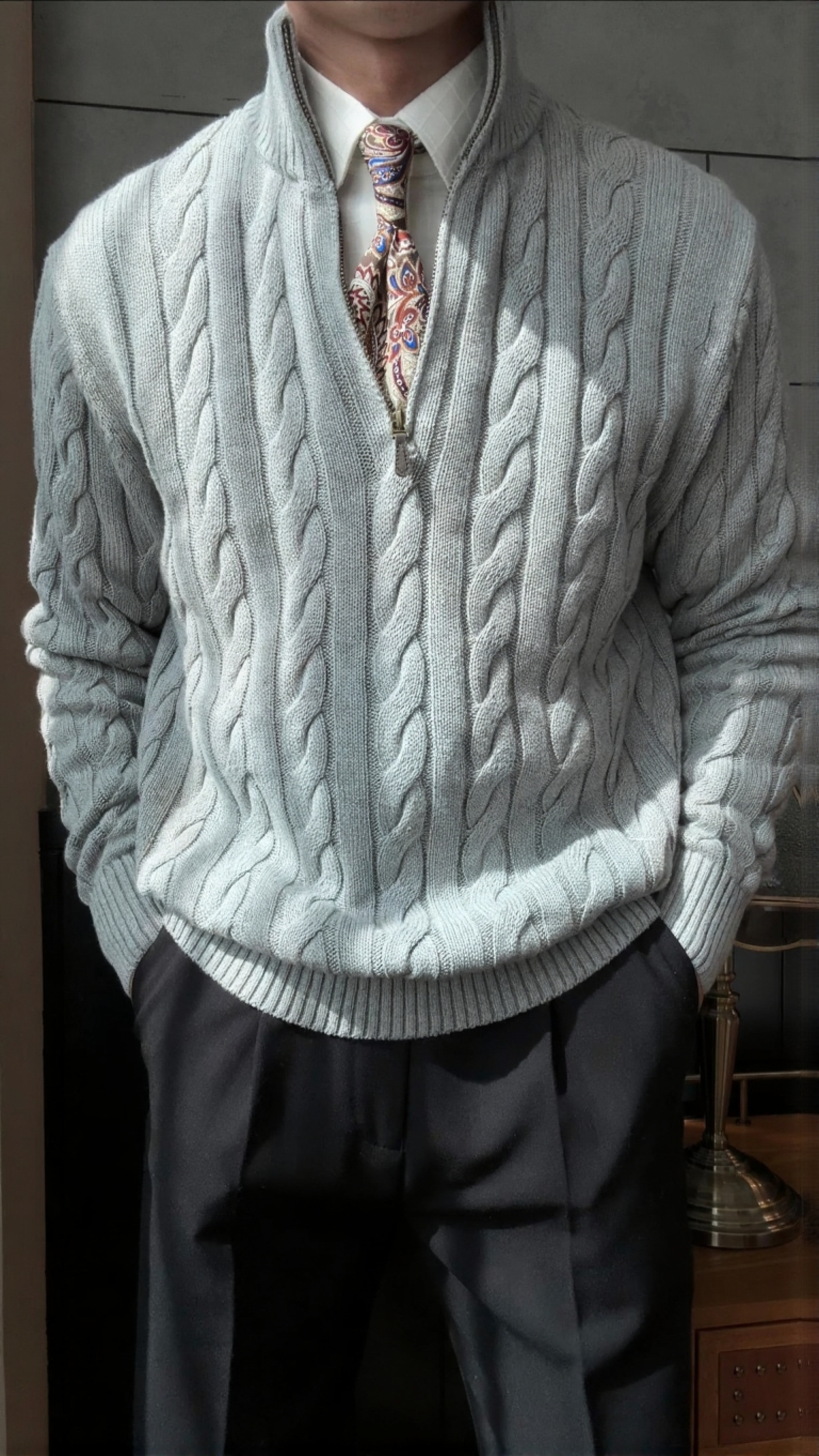 Men’s Cable Knit Half-Zip Sweater