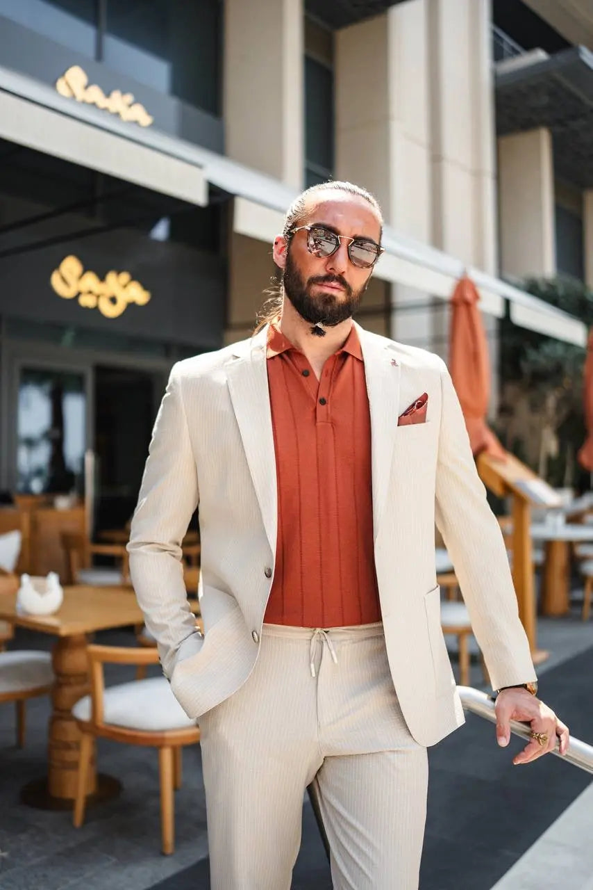The Riviera Suit – Beige Summer Suit for Men - BRABION