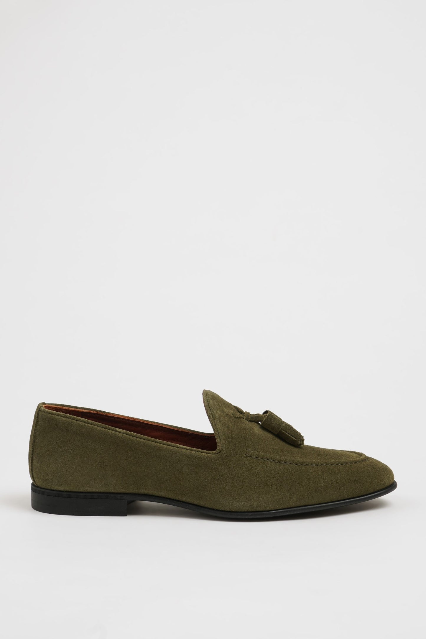 Maison Khaki Suede Loafers with Tassel Detail