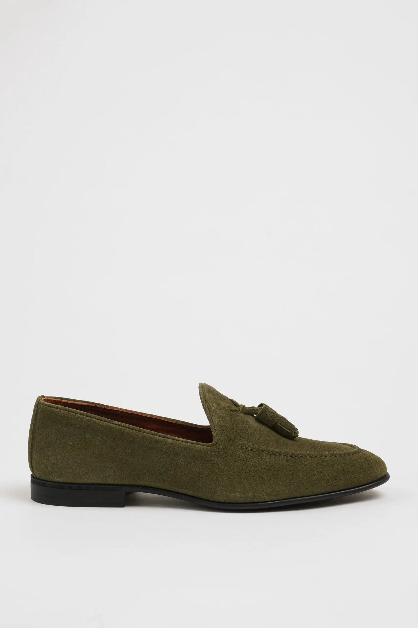Maison Khaki Suede Loafers with Tassel Detail - BRABION