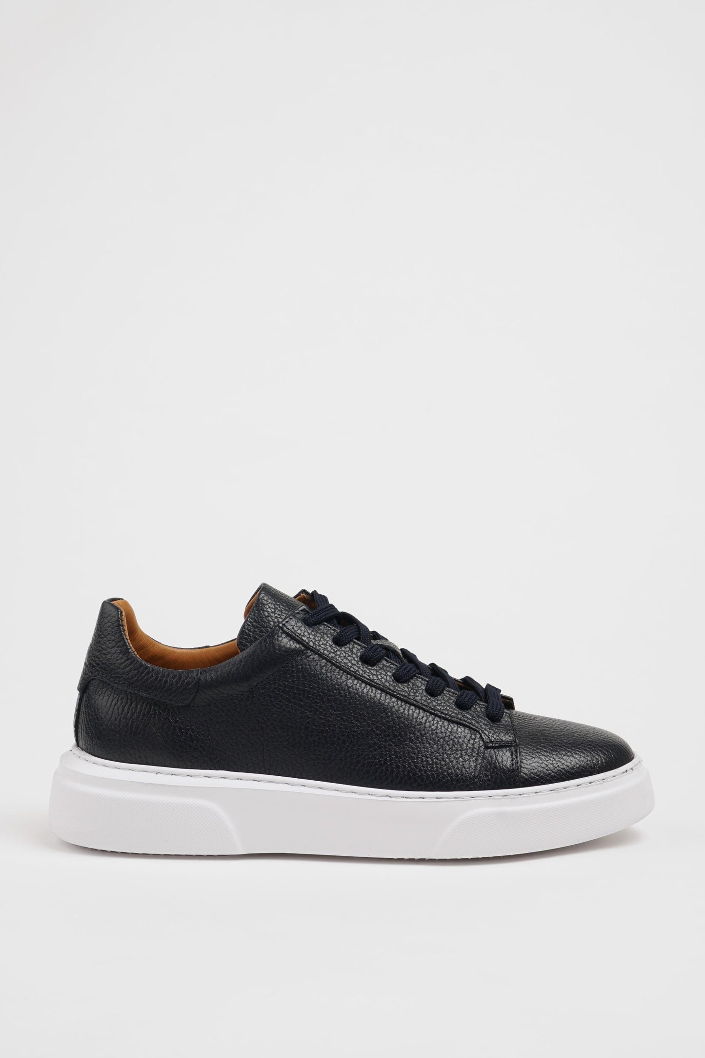 Maison Navy Blue Leather Sneakers with Pool Sole