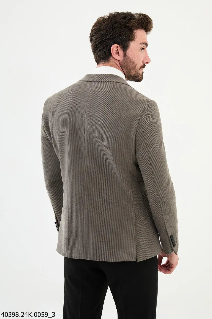 Brabion James Dust Slim Fit Notch Lapel Striped Velvet Blazer - BRABION