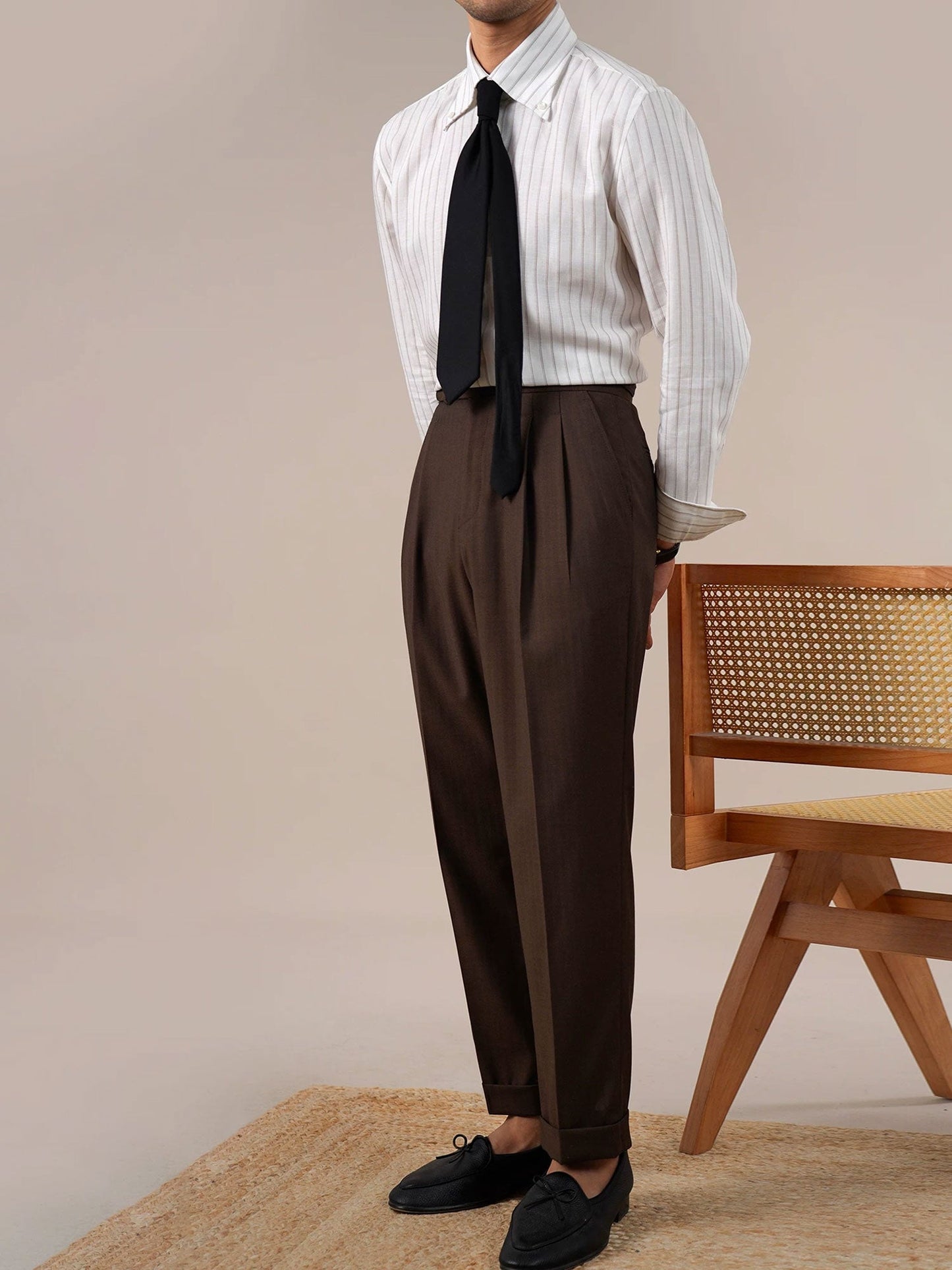 Men’s Italian Vintage Linen-Blend Long Sleeve Shirt BRABION