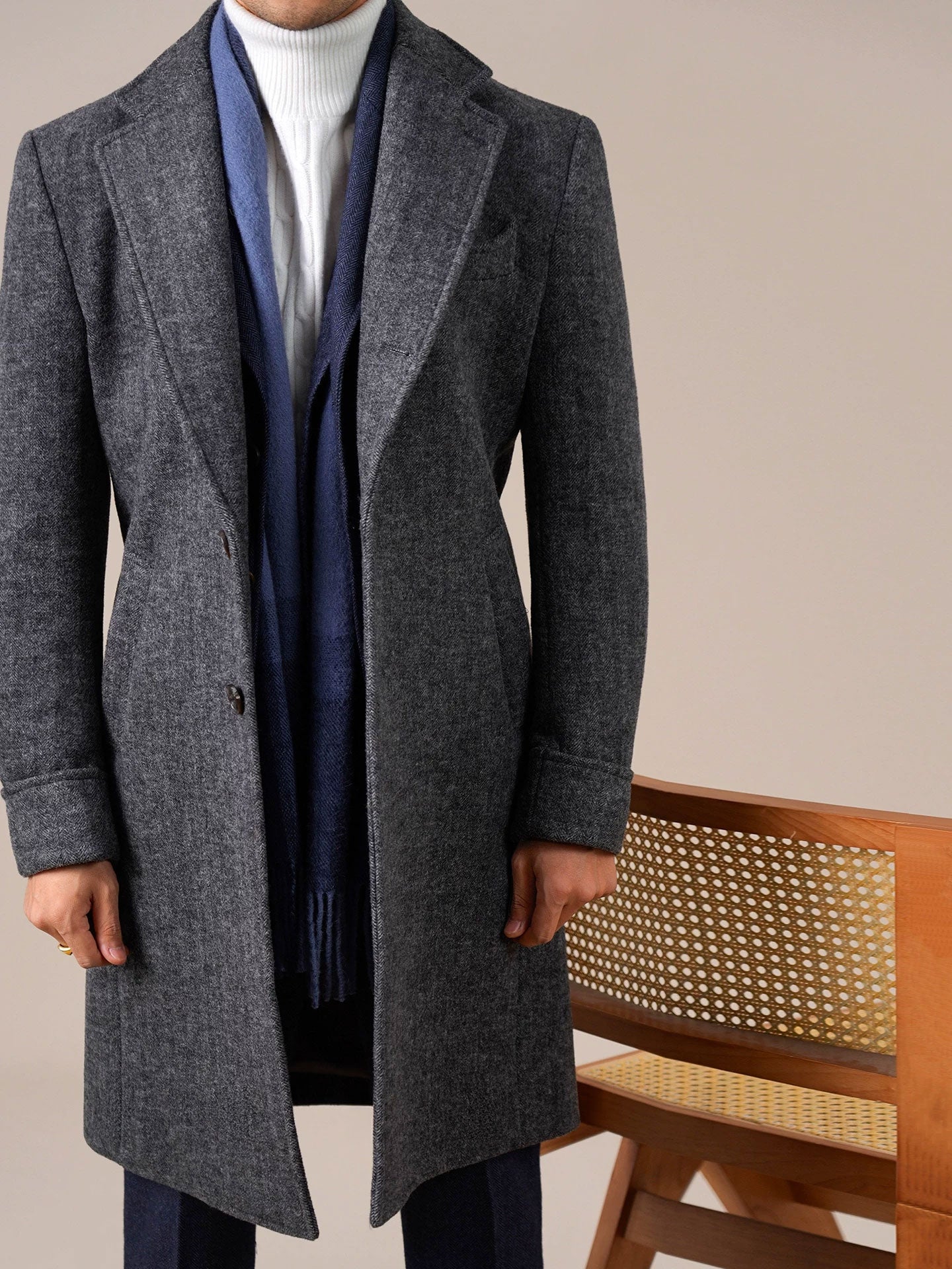 Mens Wool Mid-Length Chester Coat