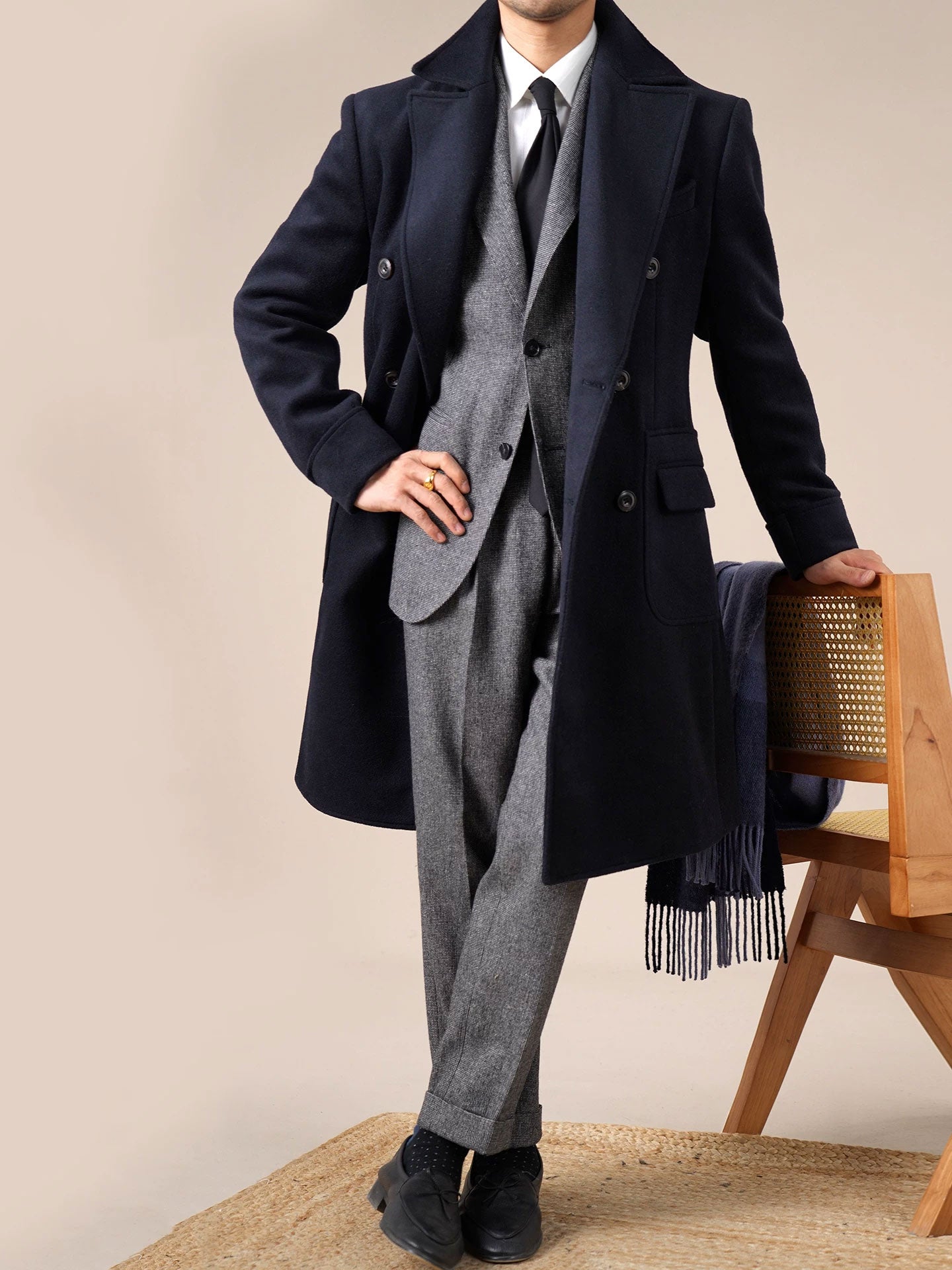 Men’s Double-Breasted Wool Ulster Collar Coat