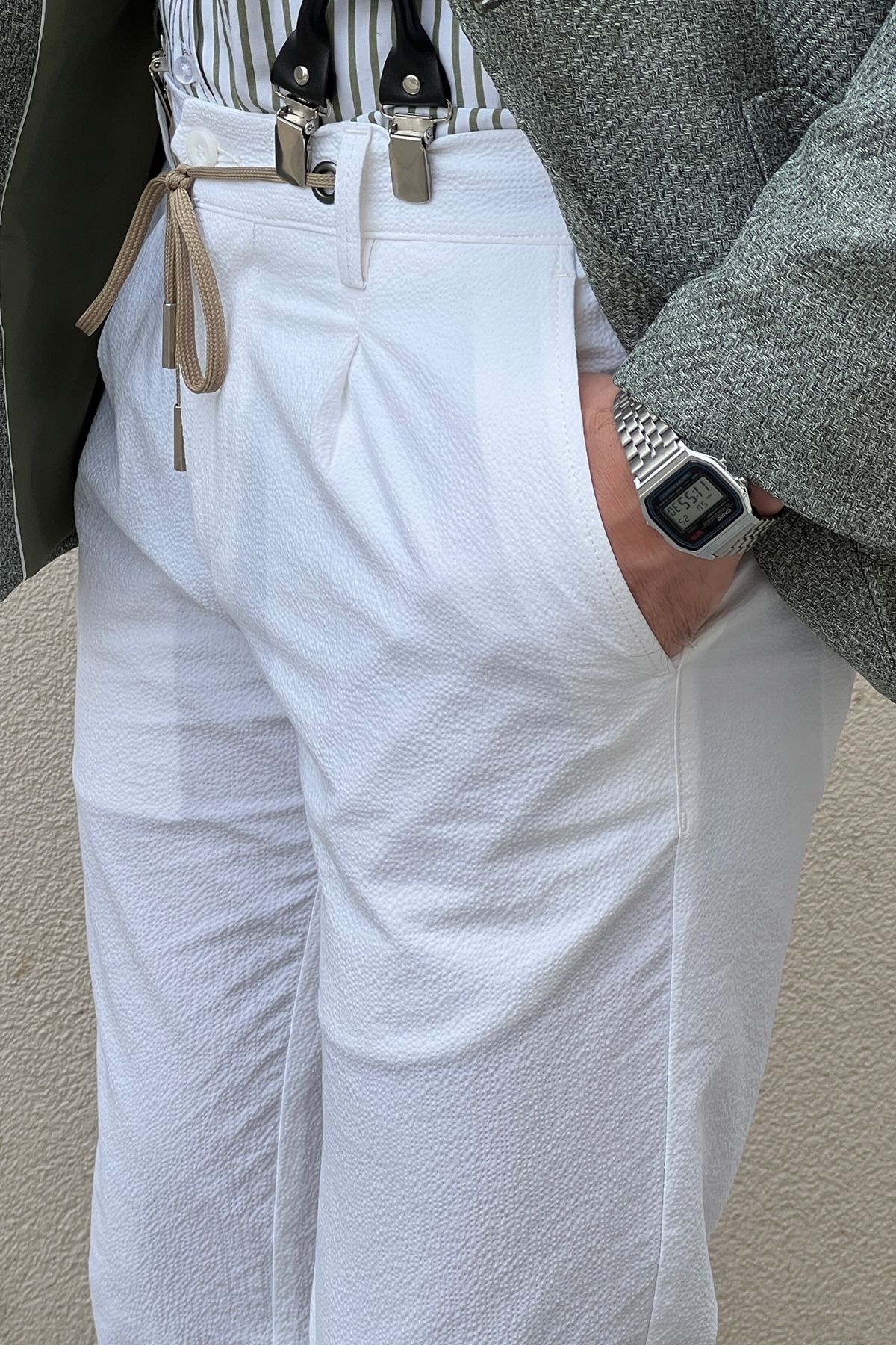 Daniel White Cotton Slim Fit Pants