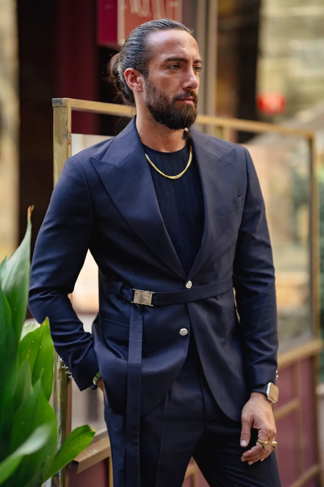 Vespo Navy Blue Buckle Suit - Perfect for Every Occasion brabion