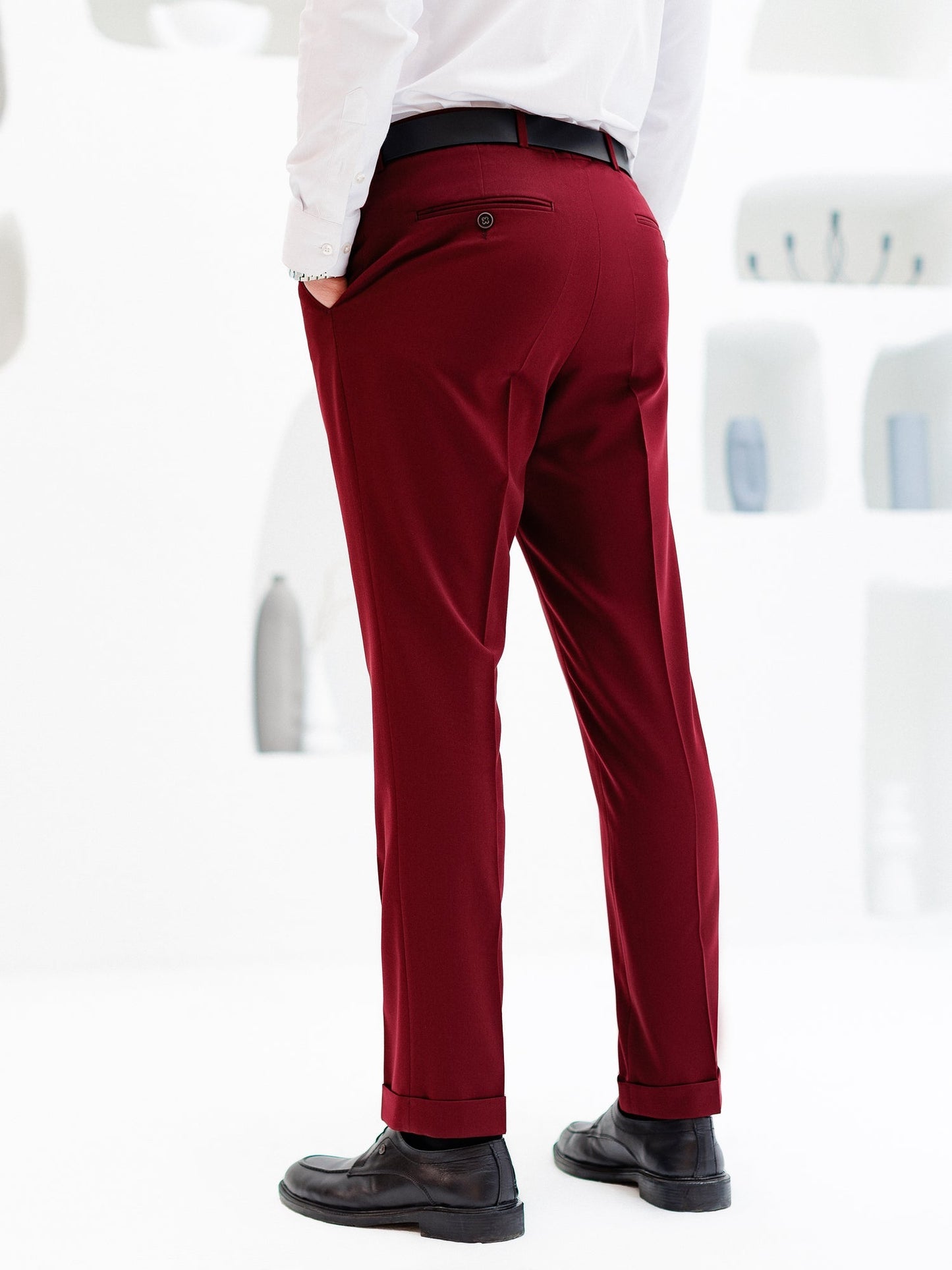 Bordeaux Mid Waist Slim-Fit Pants VIOSSI