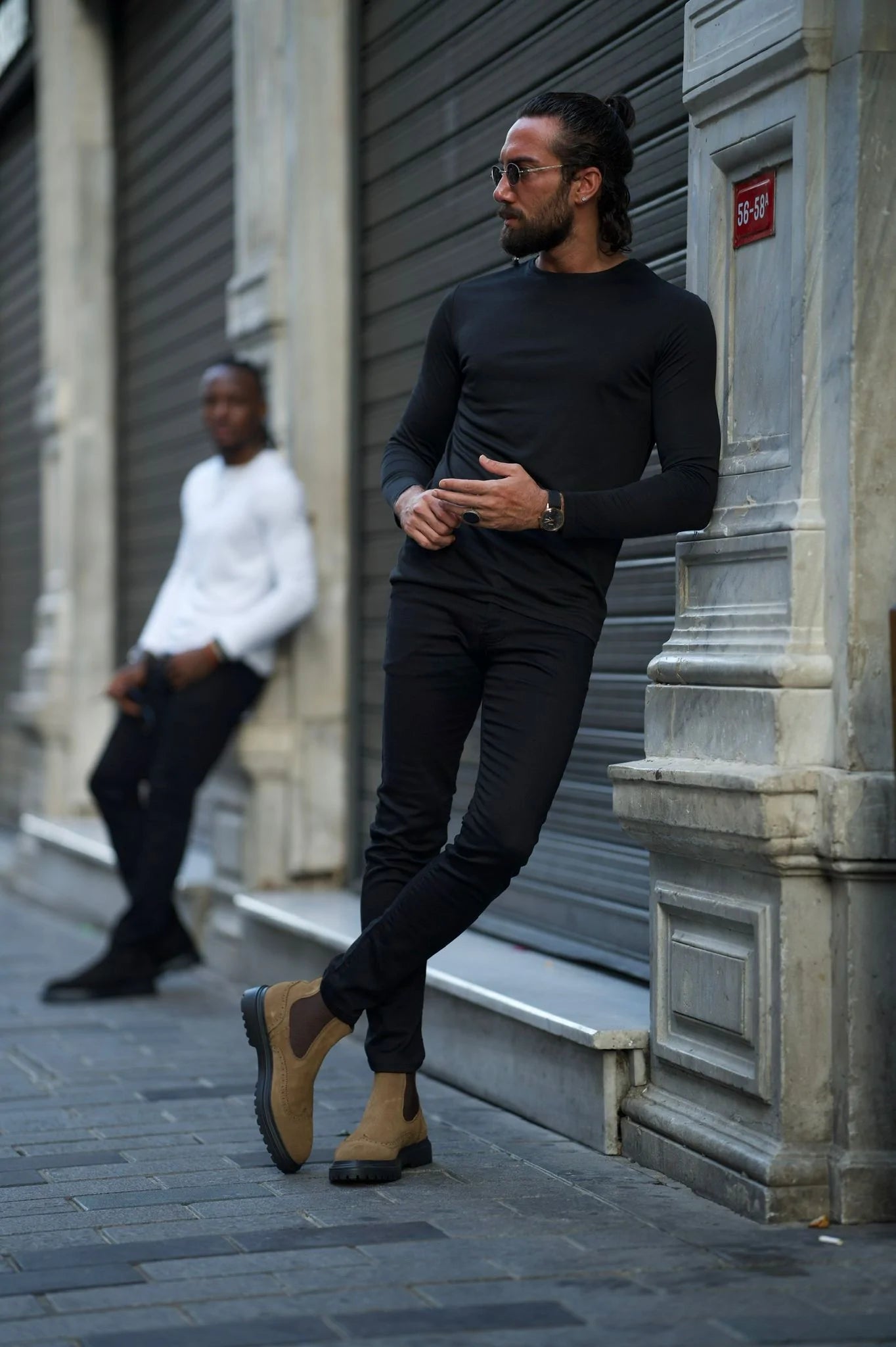 Stefano Slim Fit Custom Design Round Neck Black Sweater