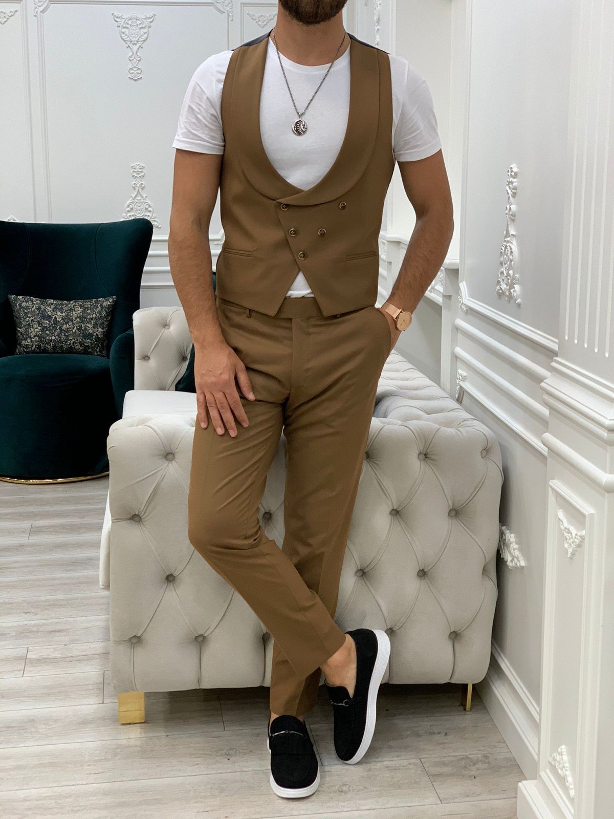 Areni Black Plaid Slim Fit Suit