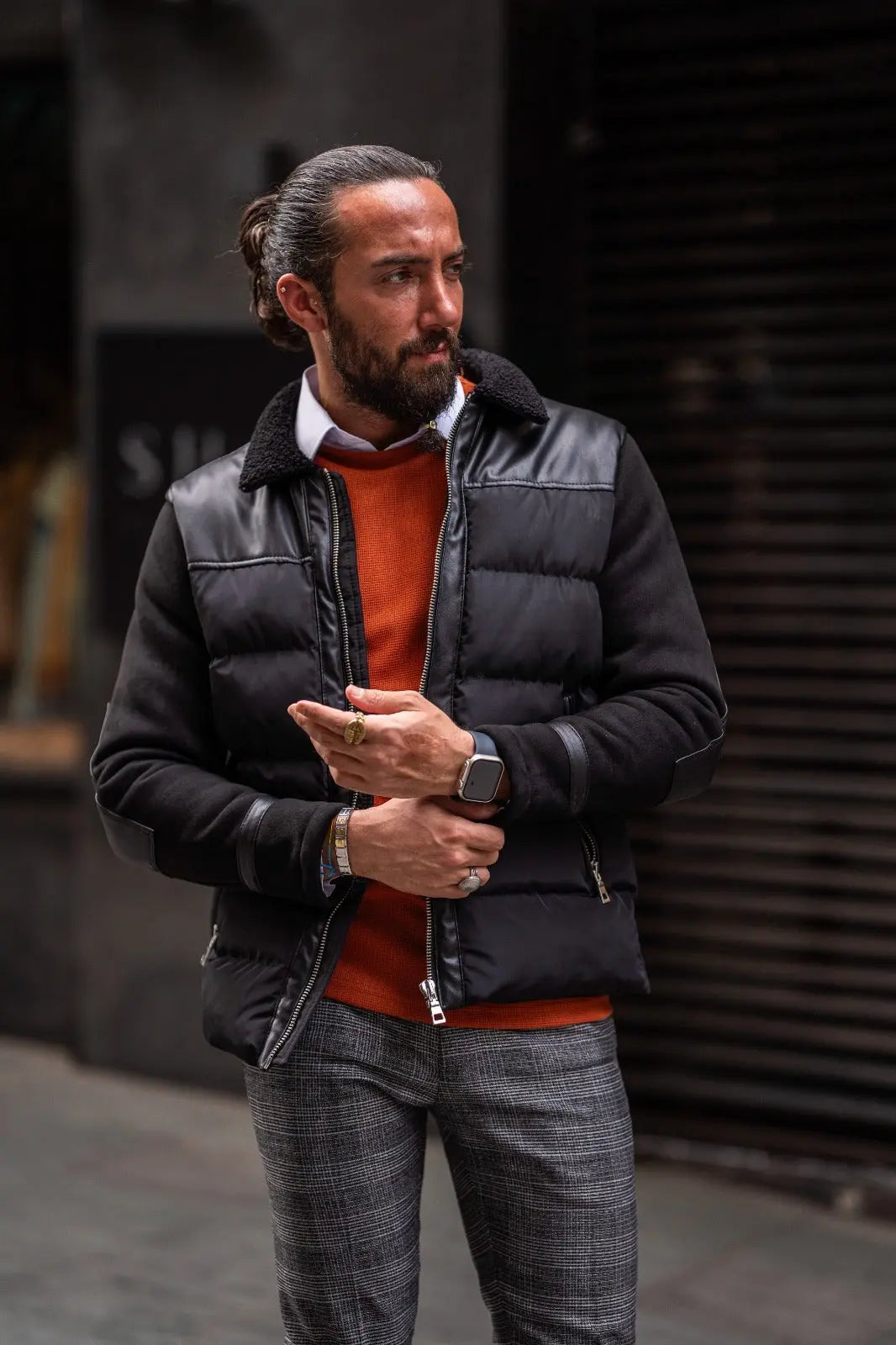 Mateo Black Fur Detailed Coat - BRABION