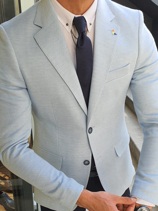 Bellingham Sky Blue Slim Fit Blazer - BRABION