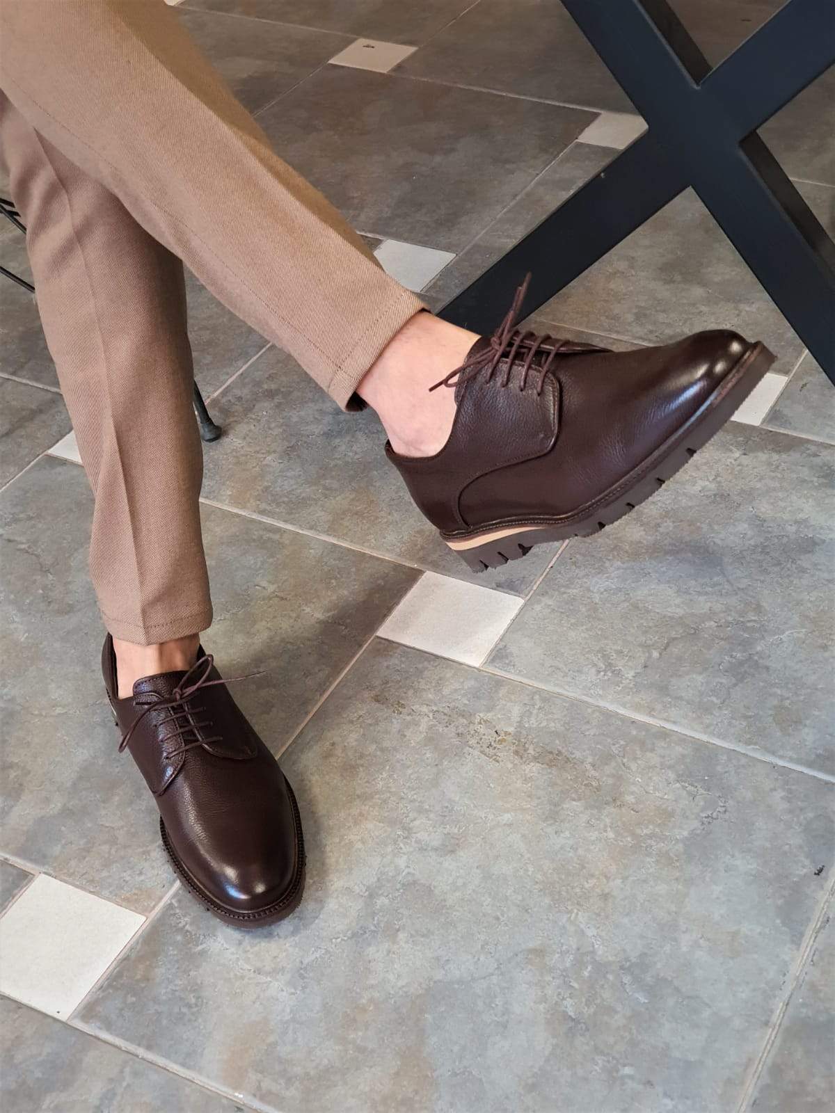 Elko Brown Laced Boots for Men