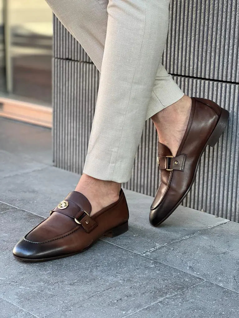 Empire Brown Penny Loafers - Elegant Leather Shoes for Every Occasion - BRABION