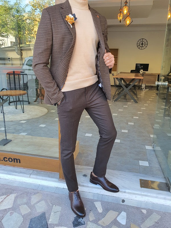 Eros Brown Slim Fit Blazer: A Versatile Tailored Jacket for Any Occasion