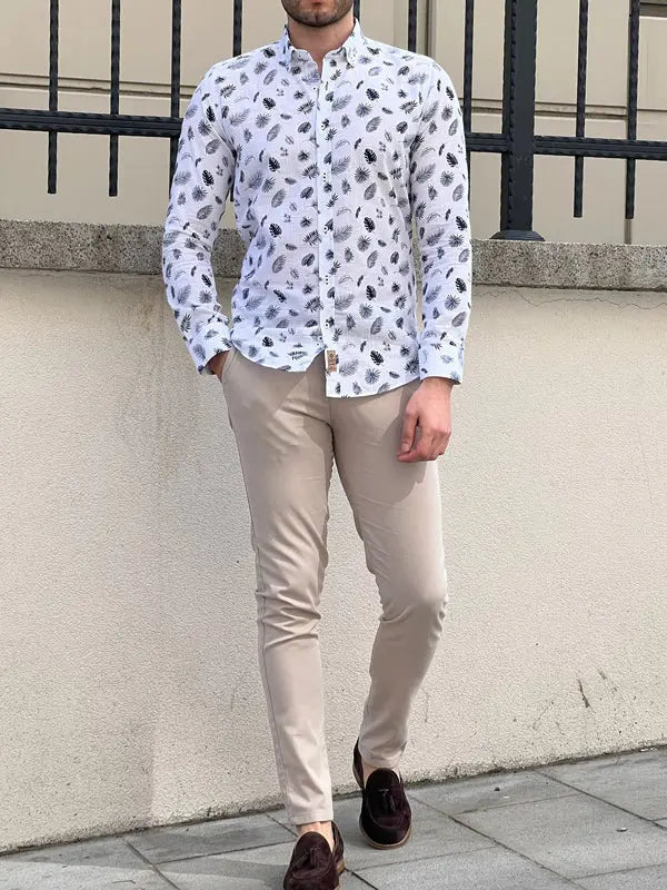 Brabion Tampa White Slim Fit Tropical Cotton Shirt - BRABION