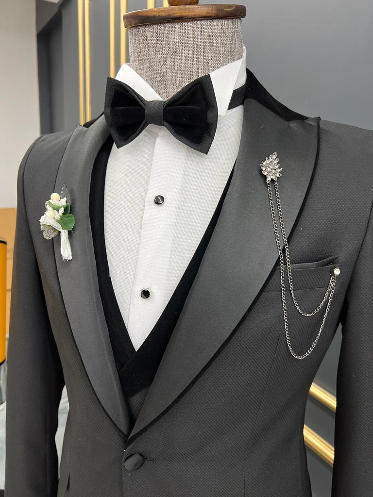 Lawson Black Slim Fit Velvet Peak Lapel Tuxedo
