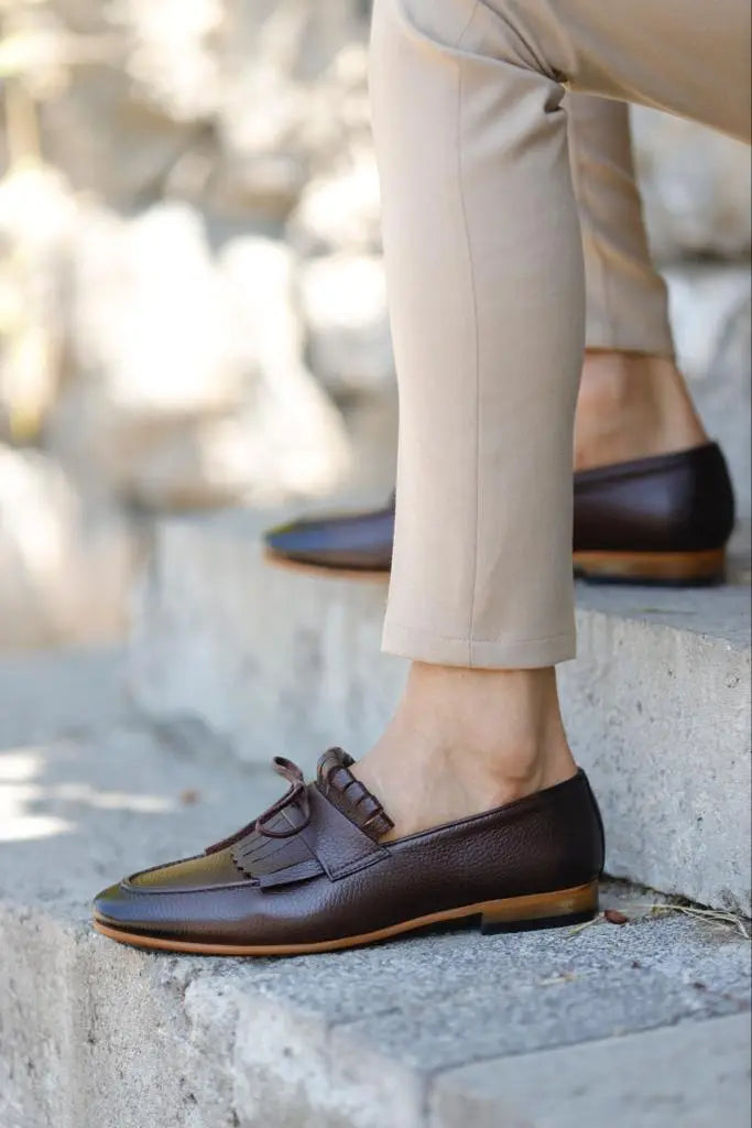 Lawson Brown Kilt Loafers - Elegant Leather Footwear for Any Occasion - BRABION