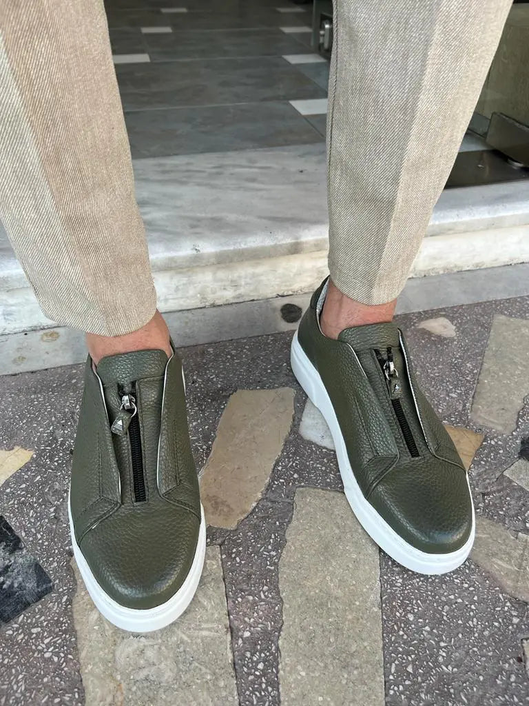 Lawson Green Mid-Top Zipper Sneakers - Stylish and Comfortable Footwear - BRABION