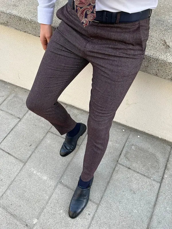 Rockford Burgundy Slim Fit Cotton Pants - BRABION