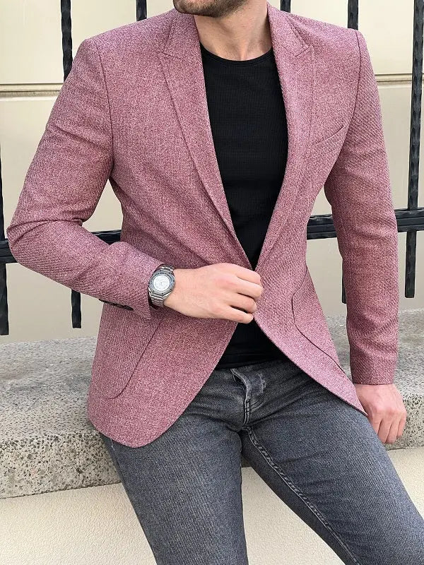 Rockford Burgundy Slim Fit Wool Blazer for Elegant Occasions - BRABION