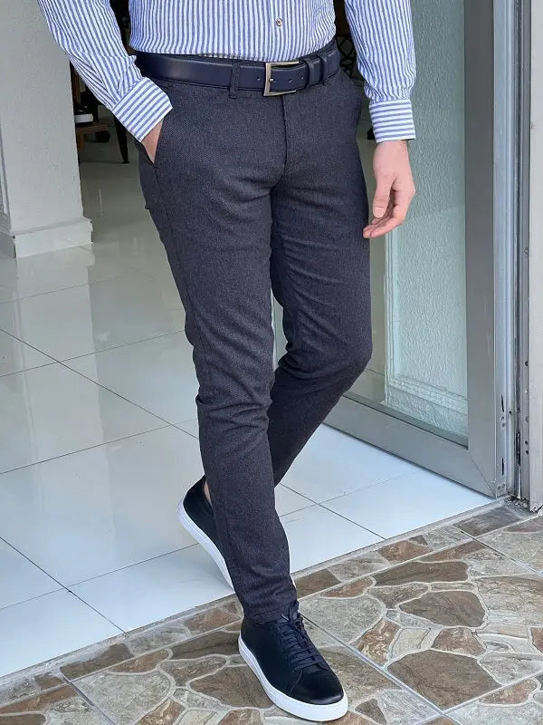 Rockford Navy Blue Slim Fit Cotton Pants - BRABION