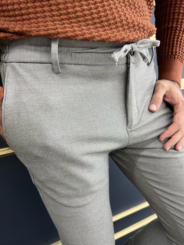 Avion Beige Slim Fit Laced Pants for Every Occasion