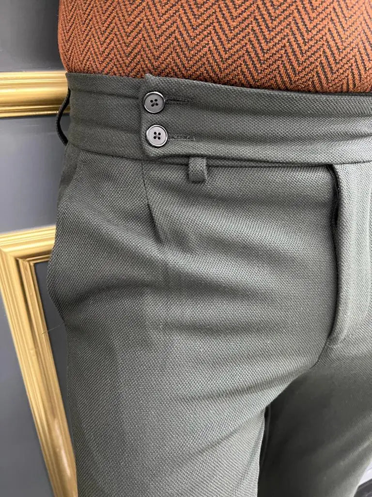 Avion Black Slim Fit Cotton Pants for Modern Elegance - BRABION