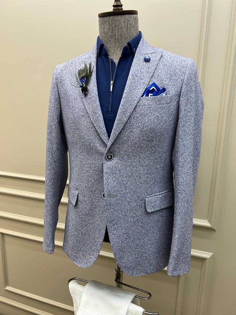 Tampa Blue Slim Fit Polka Dot Blazer